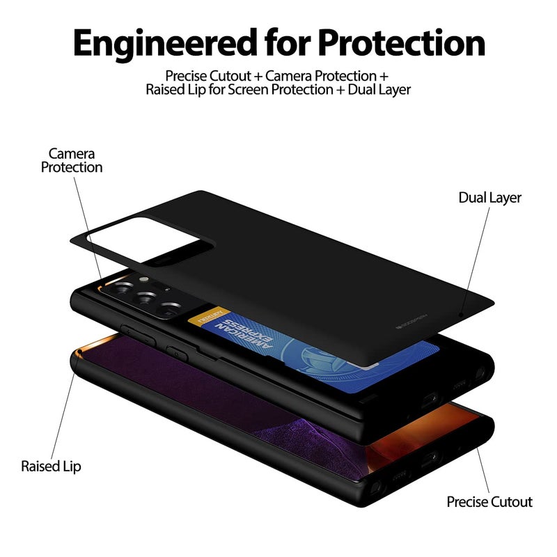 GOOSPERY for Samsung Galaxy Note 20 Ultra 6.9"(2020) Card Holder Wallet Case, Easy Magnetic Door Closure Protective Dual Layer Bumper Sturdy Phone Back Cover with Hidden Mirror (Black) - Image 5